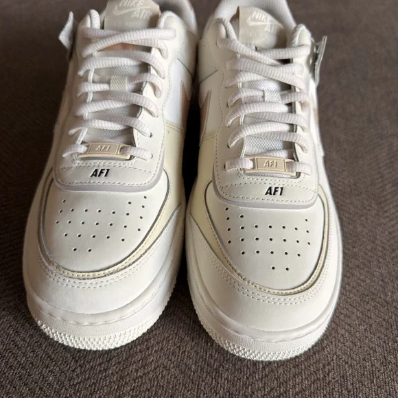 NIKE Women’s Air Force 1 Low Shadow Fossil Sail Light Bone Sneakers - Picture 5 of 7